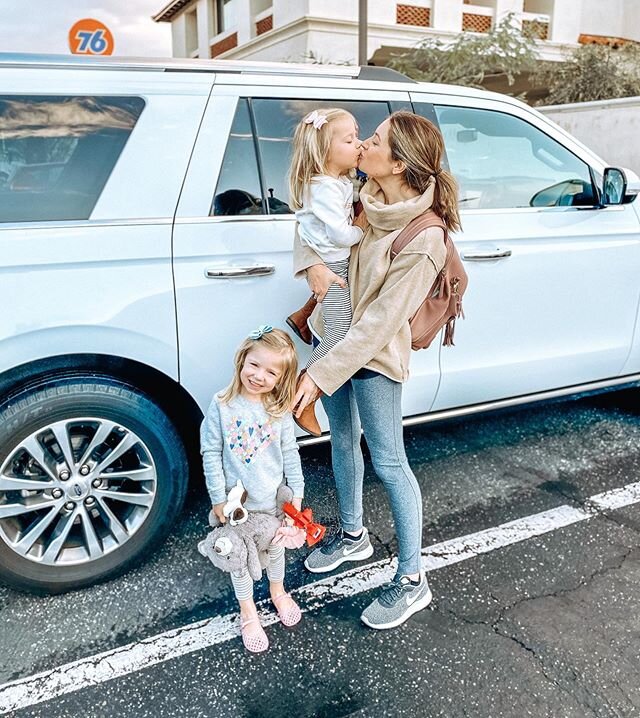 Always the first ones out getting breakfast! &amp; yay for the weekend and family time! 🥰🥞☕️ (also, please notice all of the random objects June brought with her...😆)