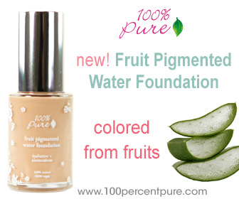 New Fruit Pigmented Water Foundation at 100% Pure! All natural, sheer, healthy hydrating makeup evens skin tone & conceals imperfections. Shop now!